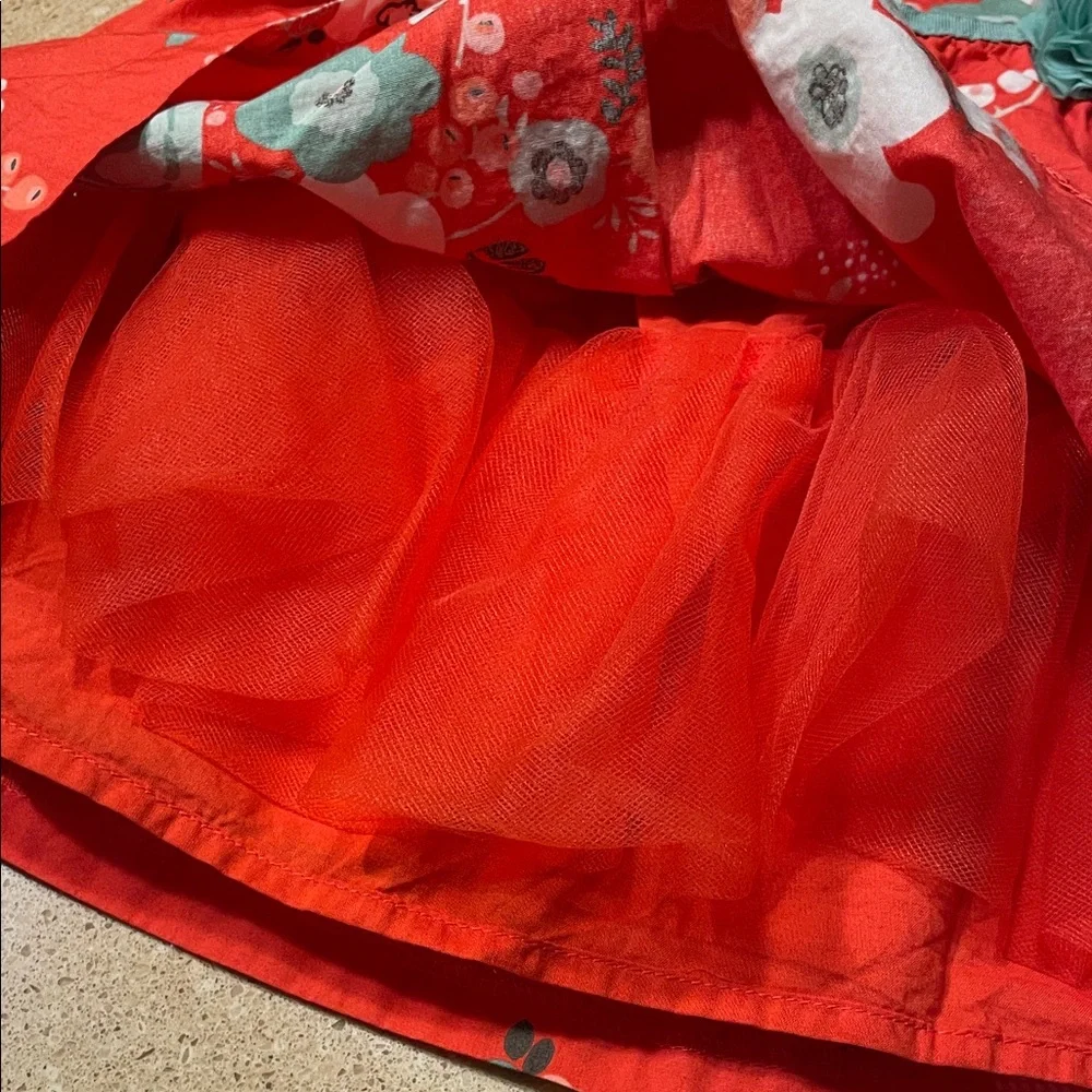 Gymboree Vibrant Red and Teal Floral Dress